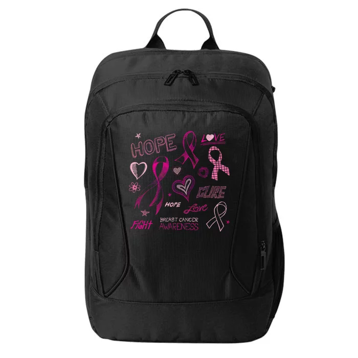 Fight Breast Cancer Awareness Ribbon City Backpack