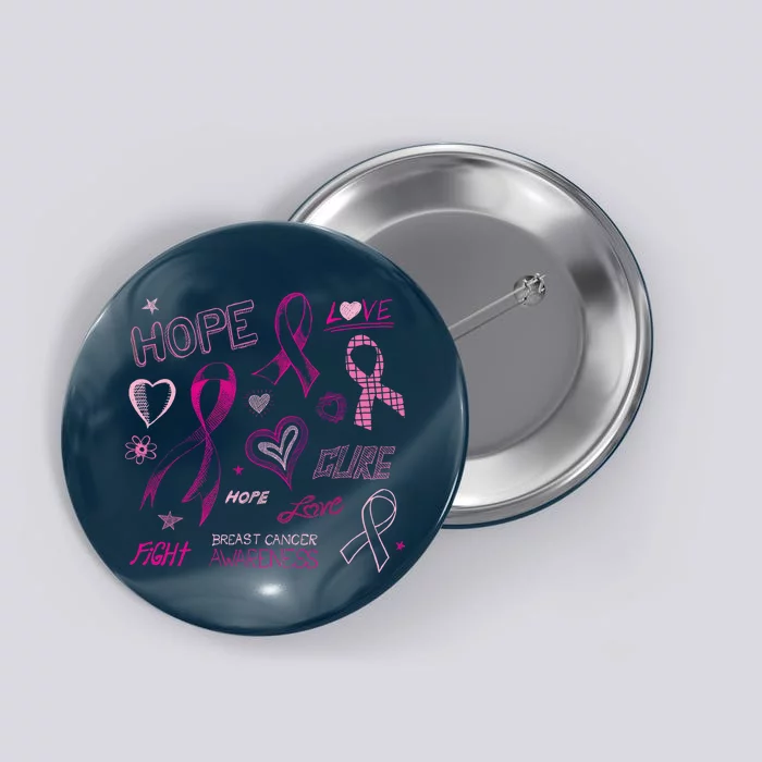 Fight Breast Cancer Awareness Ribbon Button