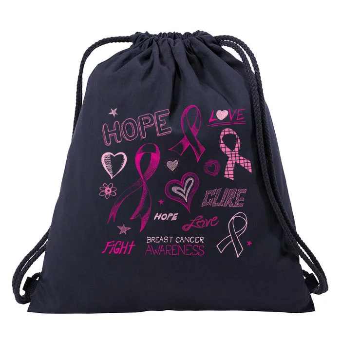 Fight Breast Cancer Awareness Ribbon Drawstring Bag