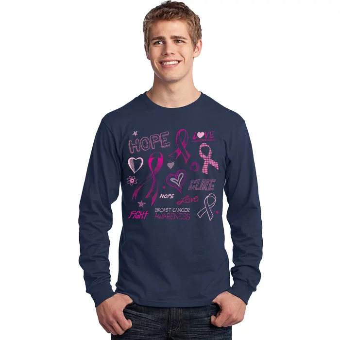 Fight Breast Cancer Awareness Ribbon Tall Long Sleeve T-Shirt