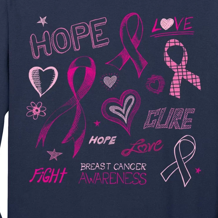 Fight Breast Cancer Awareness Ribbon Tall Long Sleeve T-Shirt