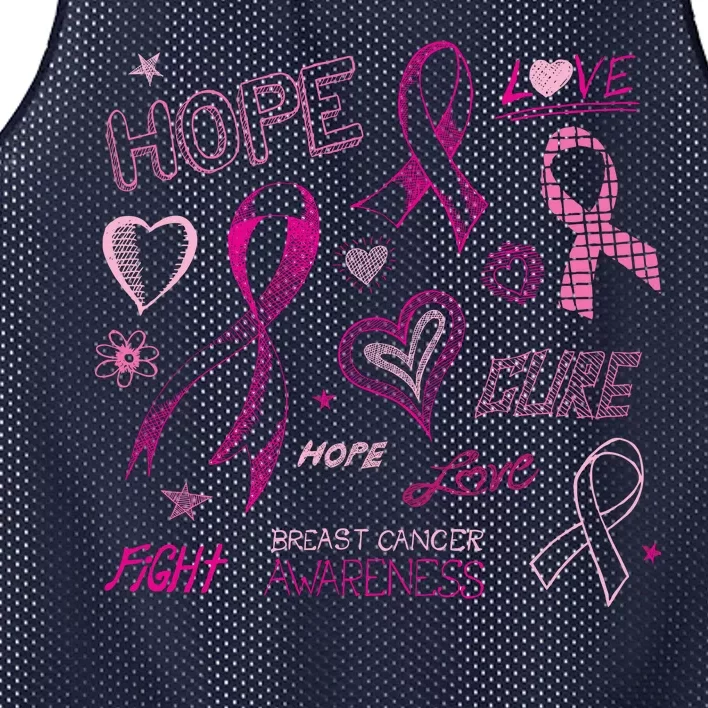 Fight Breast Cancer Awareness Ribbon Mesh Reversible Basketball Jersey Tank