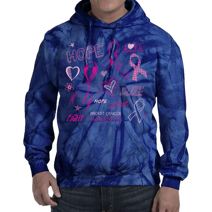 Fight Breast Cancer Awareness Ribbon Tie Dye Hoodie