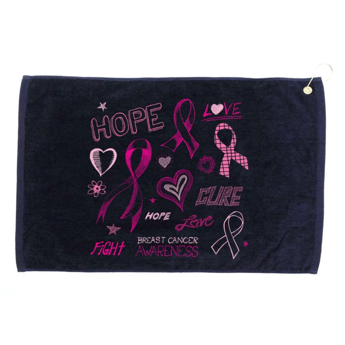 Fight Breast Cancer Awareness Ribbon Grommeted Golf Towel