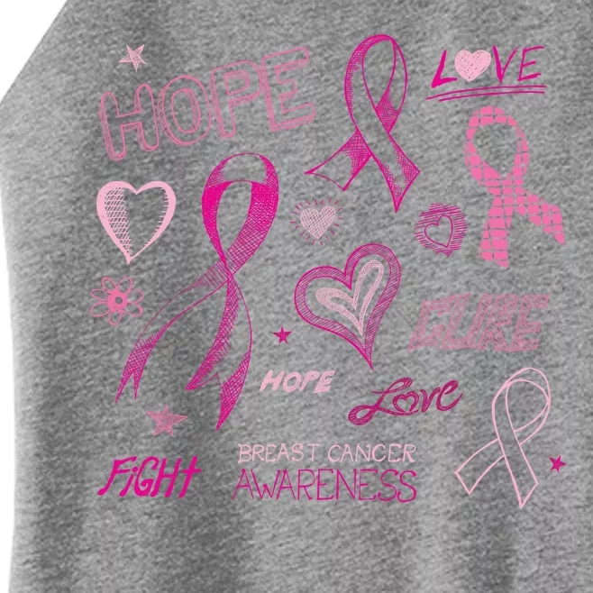 Fight Breast Cancer Awareness Ribbon Women’s Perfect Tri Rocker Tank