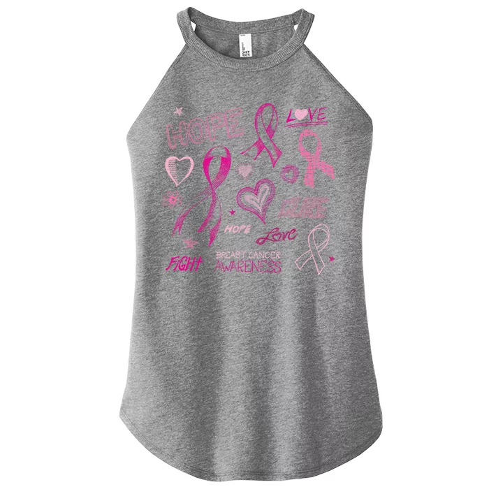 Fight Breast Cancer Awareness Ribbon Women’s Perfect Tri Rocker Tank