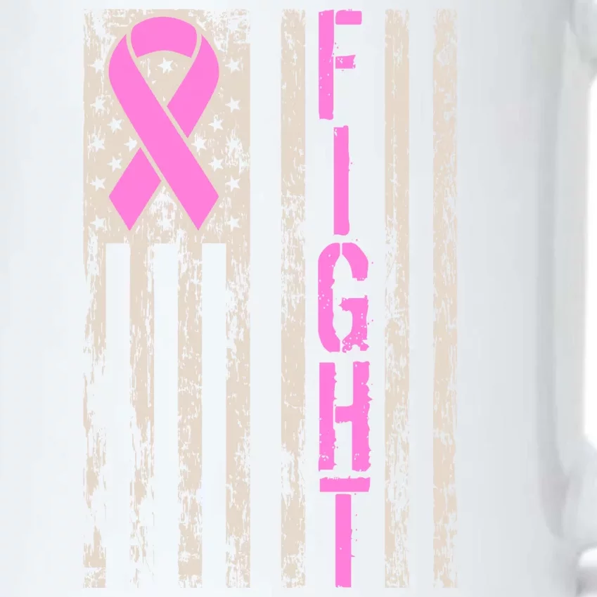 Fight Breast Cancer Awareness USA Flag Ribbon Black Color Changing Mug