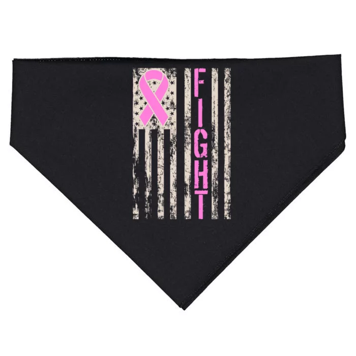 Fight Breast Cancer Awareness USA Flag Ribbon USA-Made Doggie Bandana