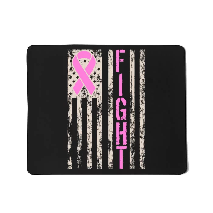 Fight Breast Cancer Awareness USA Flag Ribbon Mousepad