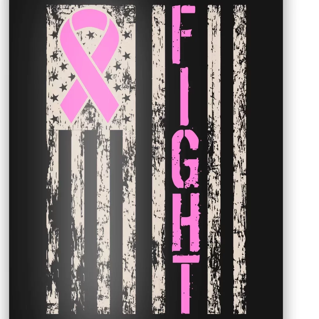 Fight Breast Cancer Awareness USA Flag Ribbon Poster