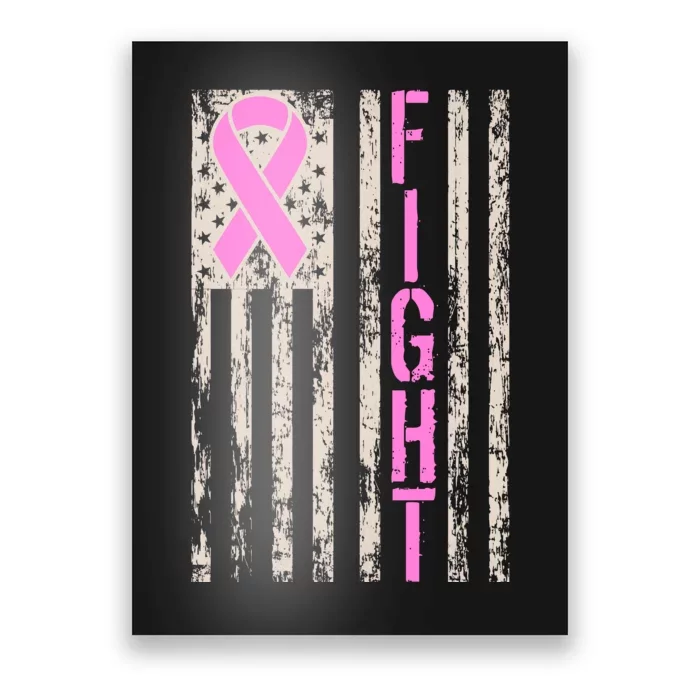 Fight Breast Cancer Awareness USA Flag Ribbon Poster