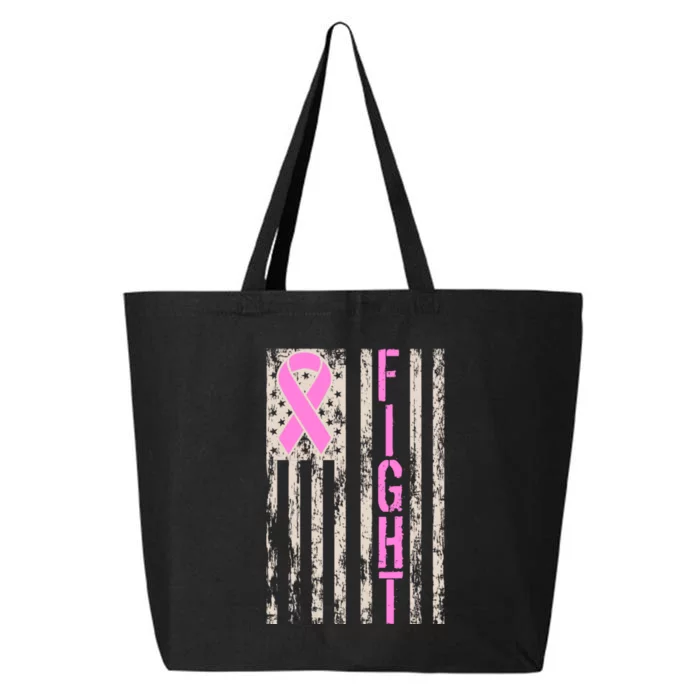 Fight Breast Cancer Awareness USA Flag Ribbon 25L Jumbo Tote