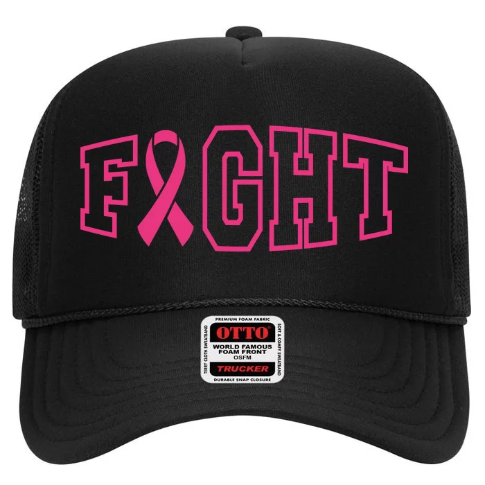 Fight Breast Cancer Logo High Crown Mesh Trucker Hat