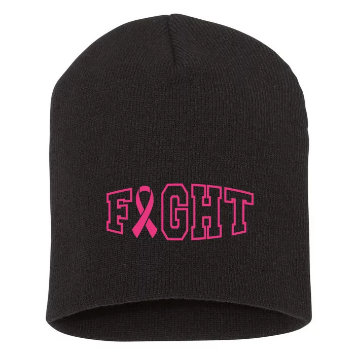 Fight Breast Cancer Logo Short Acrylic Beanie