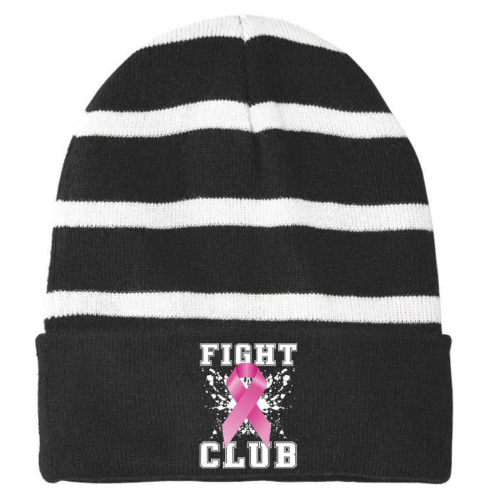 Fight Club Breast Cancer Striped Beanie with Solid Band