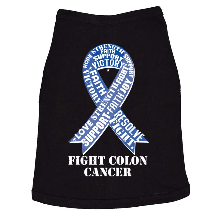 Fight Colon Cancer Resolve Support Faith Blue Ribbon Doggie Tank