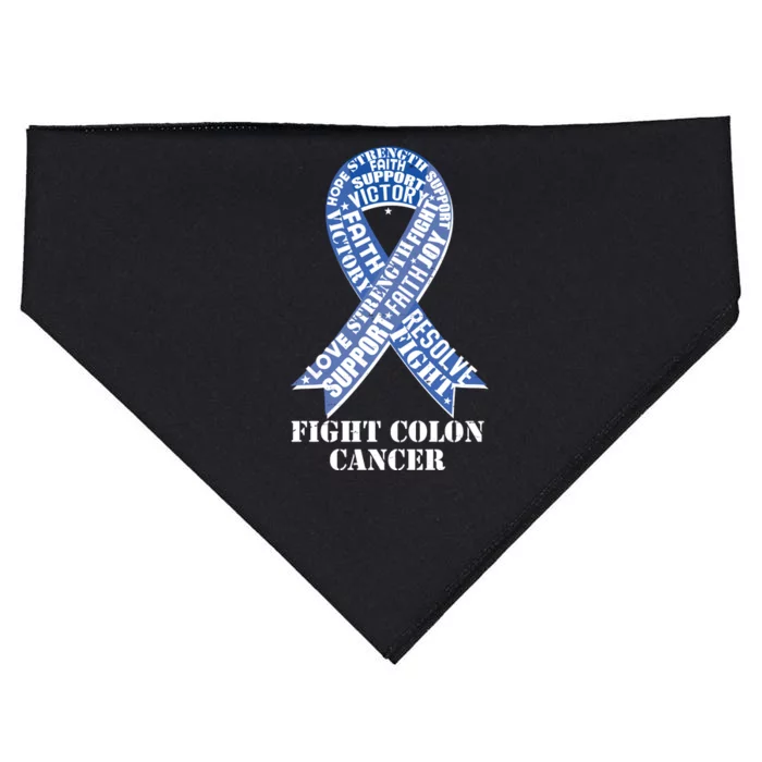 Fight Colon Cancer Resolve Support Faith Blue Ribbon USA-Made Doggie Bandana