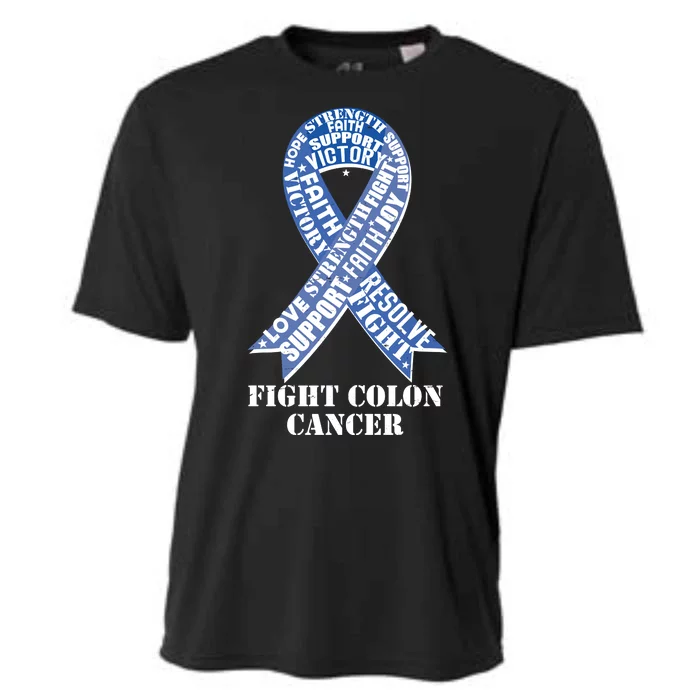 Fight Colon Cancer Resolve Support Faith Blue Ribbon Cooling Performance Crew T-Shirt