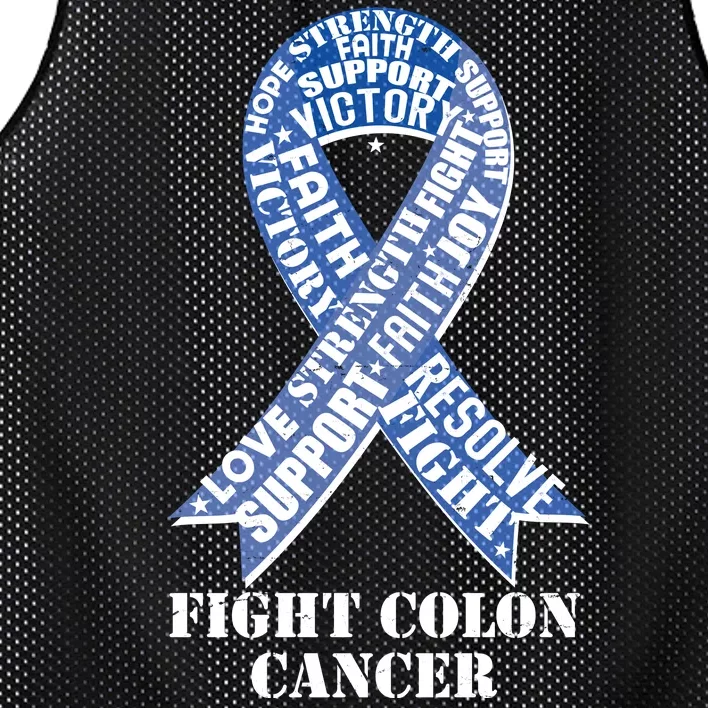 Fight Colon Cancer Resolve Support Faith Blue Ribbon Mesh Reversible Basketball Jersey Tank