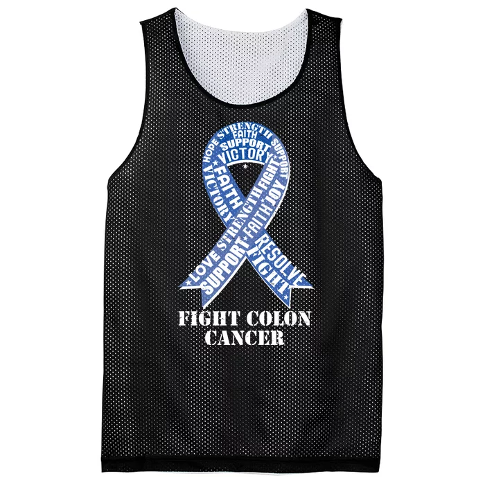 Fight Colon Cancer Resolve Support Faith Blue Ribbon Mesh Reversible Basketball Jersey Tank