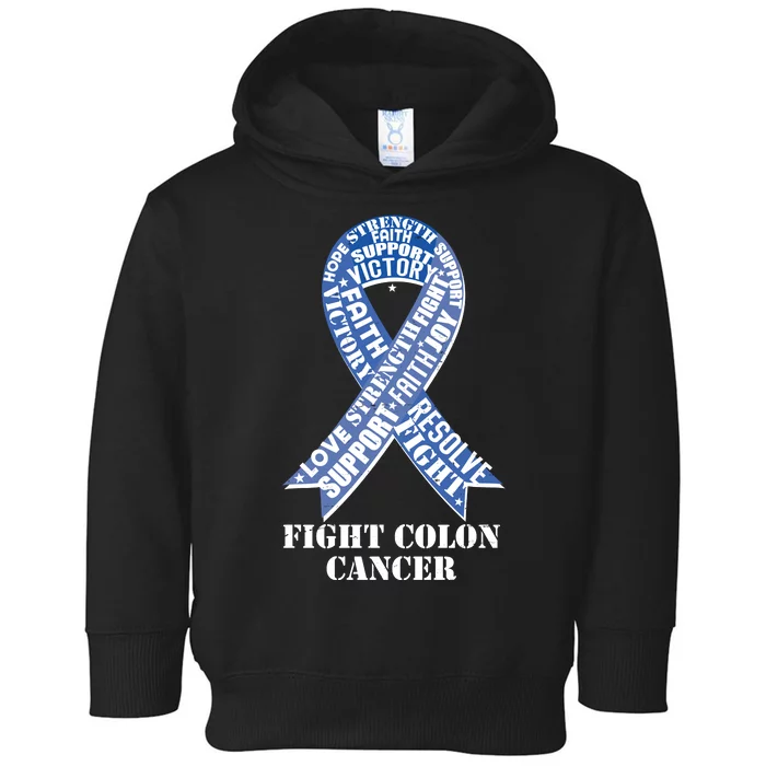 Fight Colon Cancer Resolve Support Faith Blue Ribbon Toddler Hoodie