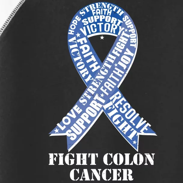 Fight Colon Cancer Resolve Support Faith Blue Ribbon Toddler Fine Jersey T-Shirt