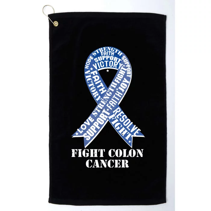 Fight Colon Cancer Resolve Support Faith Blue Ribbon Platinum Collection Golf Towel