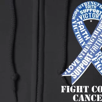 Fight Colon Cancer Resolve Support Faith Blue Ribbon Full Zip Hoodie