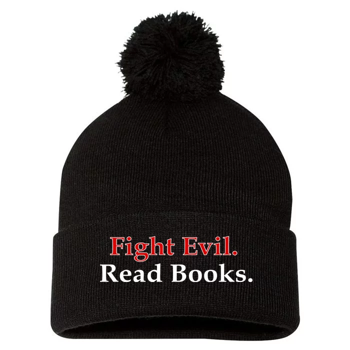 Fight Evil Read Books Pom Pom 12in Knit Beanie