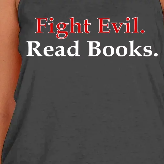 Fight Evil Read Books Women's Knotted Racerback Tank