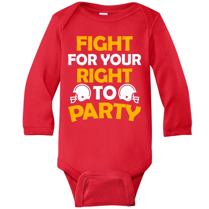 Fight For Your Right To Party KC Football Baby Long Sleeve Bodysuit