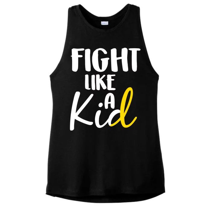 Fight Like A Kid Childhood Cancer Gold Ribbon Ladies Tri-Blend Wicking Tank