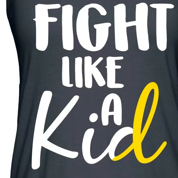 Fight Like A Kid Childhood Cancer Gold Ribbon Ladies Essential Flowy Tank