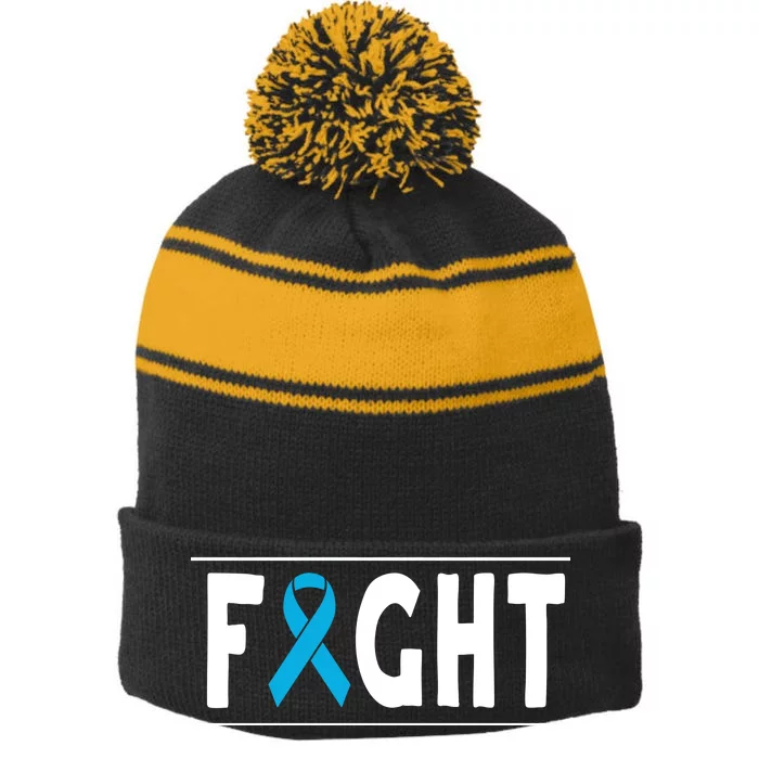 Fight Prostate Cancer Stripe Pom Pom Beanie