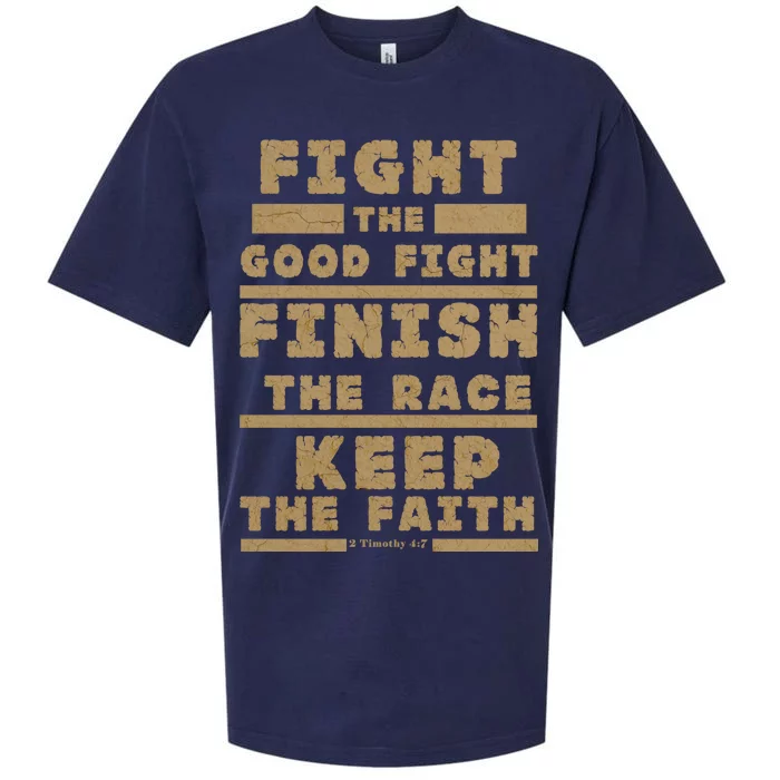 Fight The Good Fight Christian Faith Sueded Cloud Jersey T-Shirt