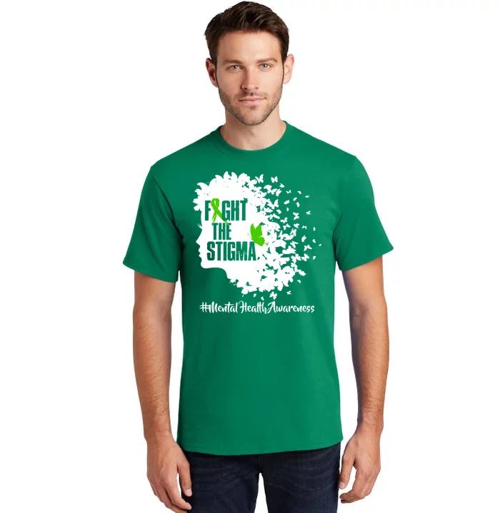 Fight The Stigma Butterflies Mental Health Tall T-Shirt