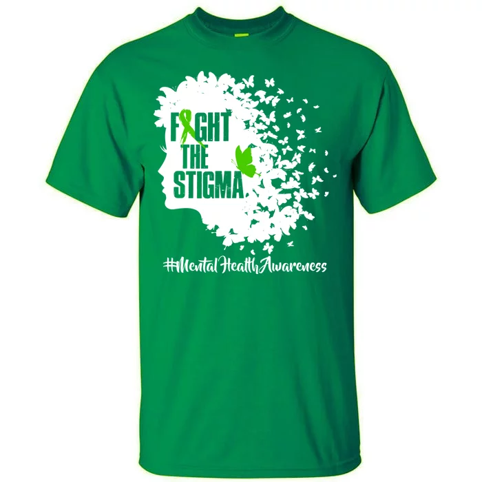 Fight The Stigma Butterflies Mental Health Tall T-Shirt