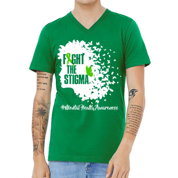 Fight The Stigma Butterflies Mental Health V-Neck T-Shirt