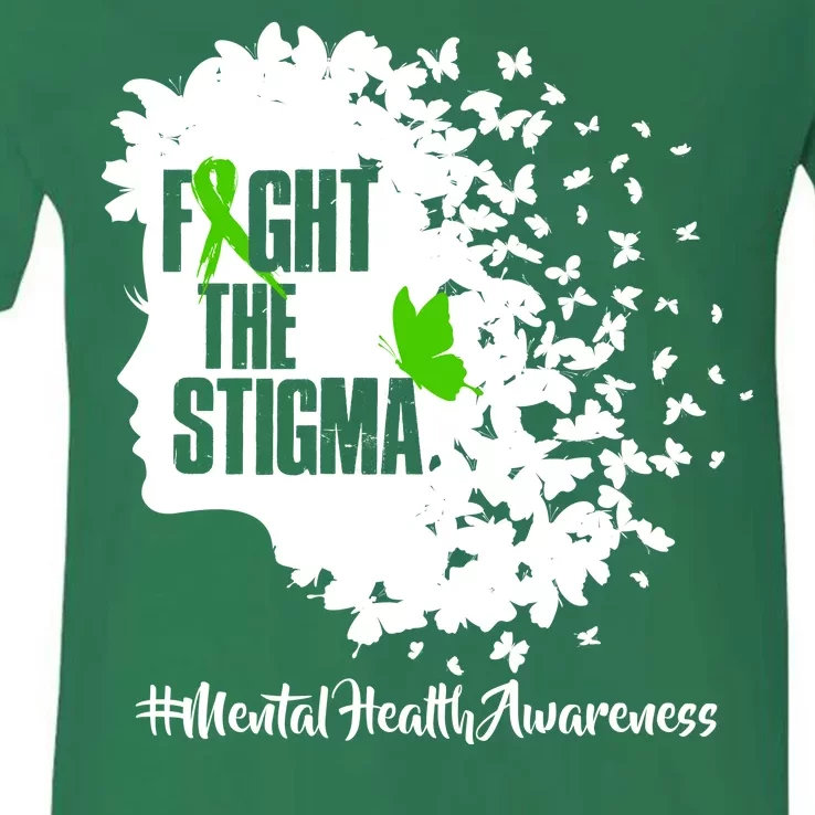 Fight The Stigma Butterflies Mental Health V-Neck T-Shirt