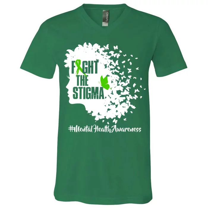 Fight The Stigma Butterflies Mental Health V-Neck T-Shirt