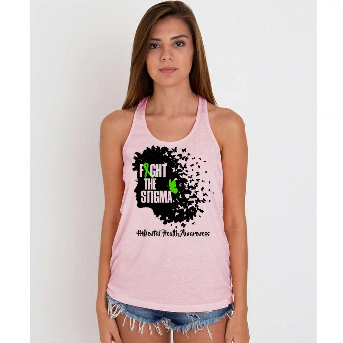 Fight The Stigma Butterflies Mental Health Women's Knotted Racerback Tank