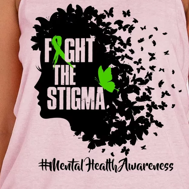 Fight The Stigma Butterflies Mental Health Women's Knotted Racerback Tank