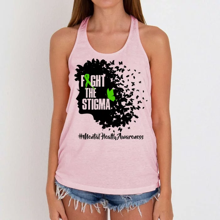 Fight The Stigma Butterflies Mental Health Women's Knotted Racerback Tank