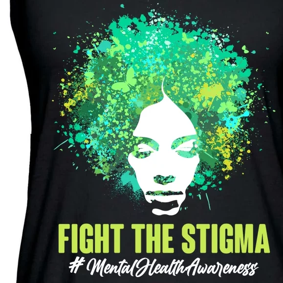 Fight The Stigma Mental Health Awareness Butterflies Ladies Essential Flowy Tank