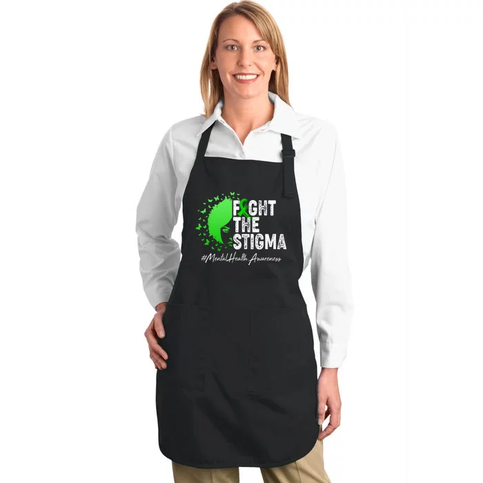 Fight The Stigma Mental Health Awareness Support Full-Length Apron With Pocket