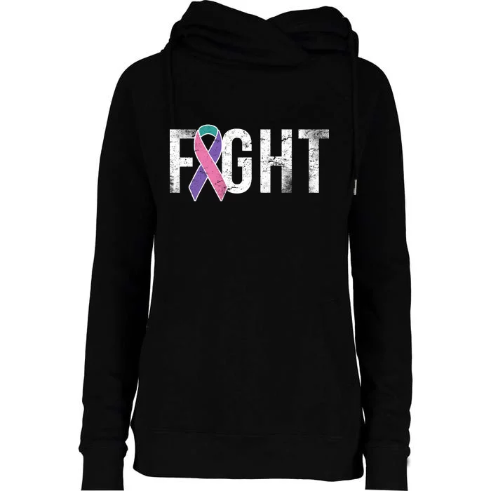 Fight Thyroid Cancer Womens Funnel Neck Pullover Hood