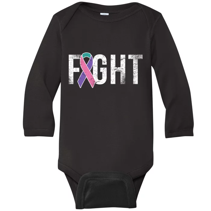 Fight Thyroid Cancer Baby Long Sleeve Bodysuit