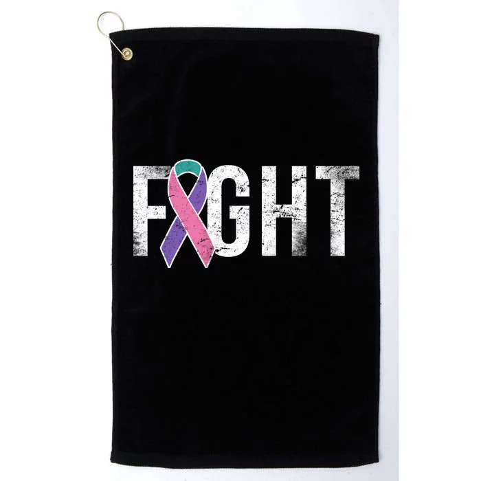 Fight Thyroid Cancer Platinum Collection Golf Towel