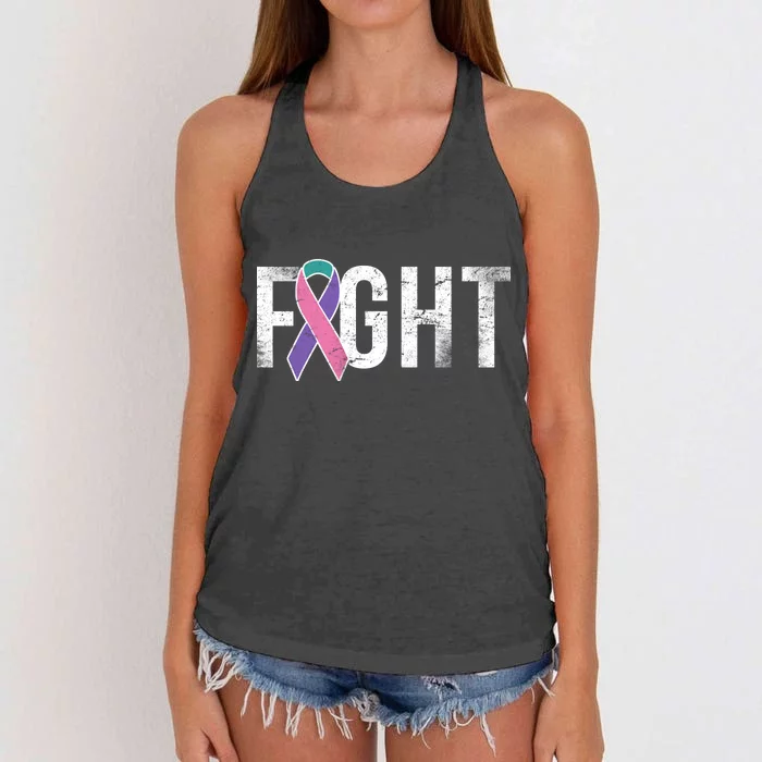 Fight Thyroid Cancer Women's Knotted Racerback Tank