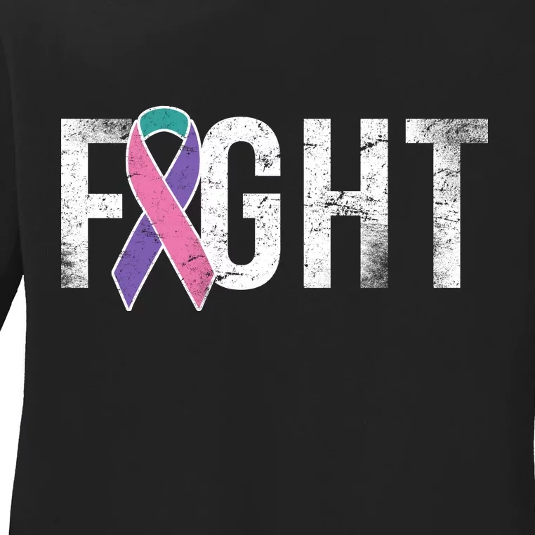 Fight Thyroid Cancer Ladies Long Sleeve Shirt